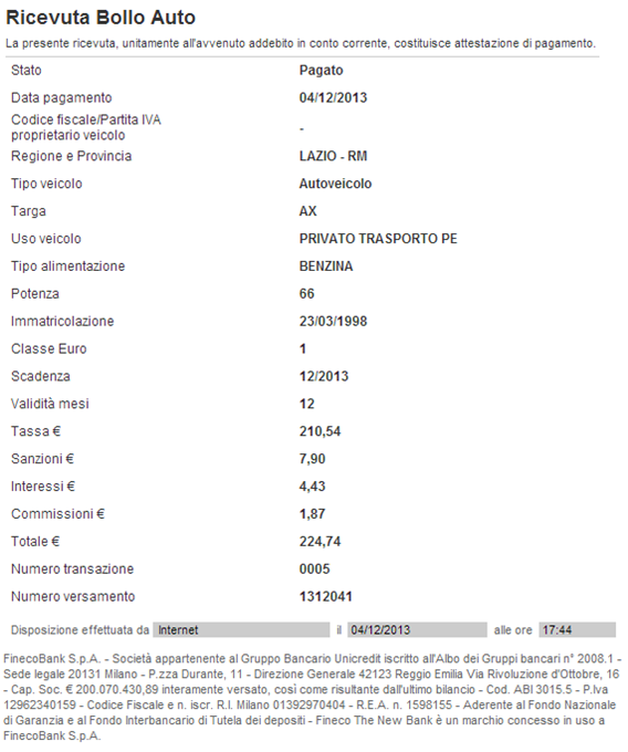 Bollettini, utenze e f24 fineco bank Fax enel per avvenuto pagamento