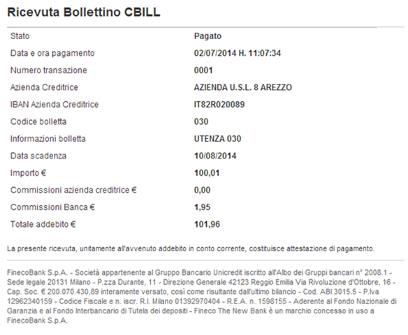 Bollettini, utenze e f24 fineco bank Fax enel per avvenuto pagamento